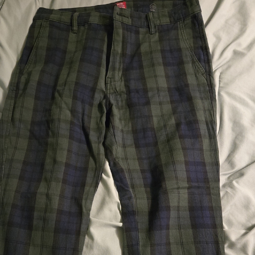Levi's Green and Blue Plaid Men's Pants